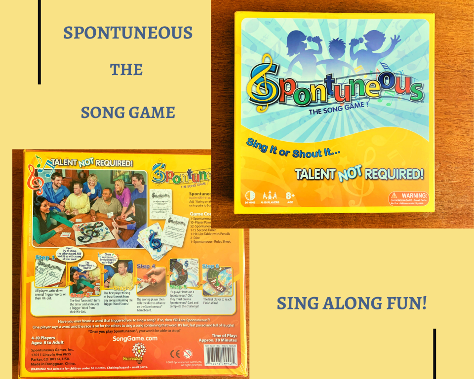 Spontuneous - The Song Game - Sing It or Shout It - Talent NOT Required  (Best Family / Party Board Games for Kids, Teens, Adults - Boy & Girls Ages  8 & Up) 