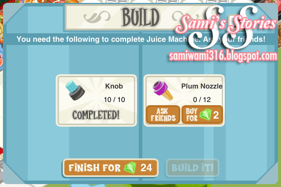 Sami's Stories Juice Machine Parts Requirements (RS)