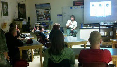 John talking to students in Billings
(photo by Tracy Schiess)