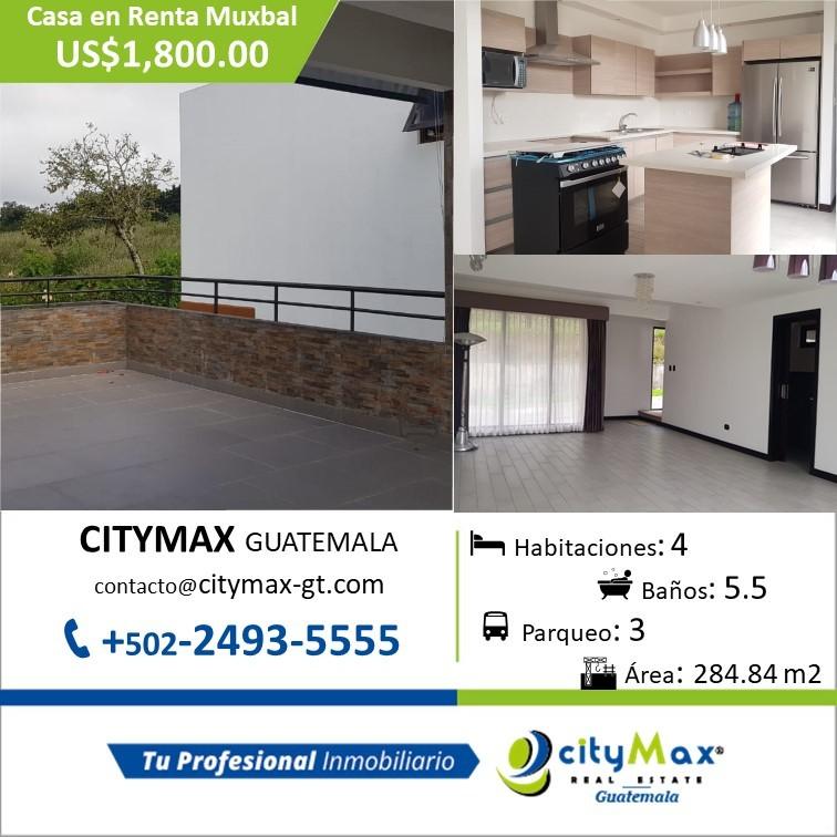 CITYMAX REAL ESTATE GUATEMALA Casa en renta en Muxbal, lindas vistas y