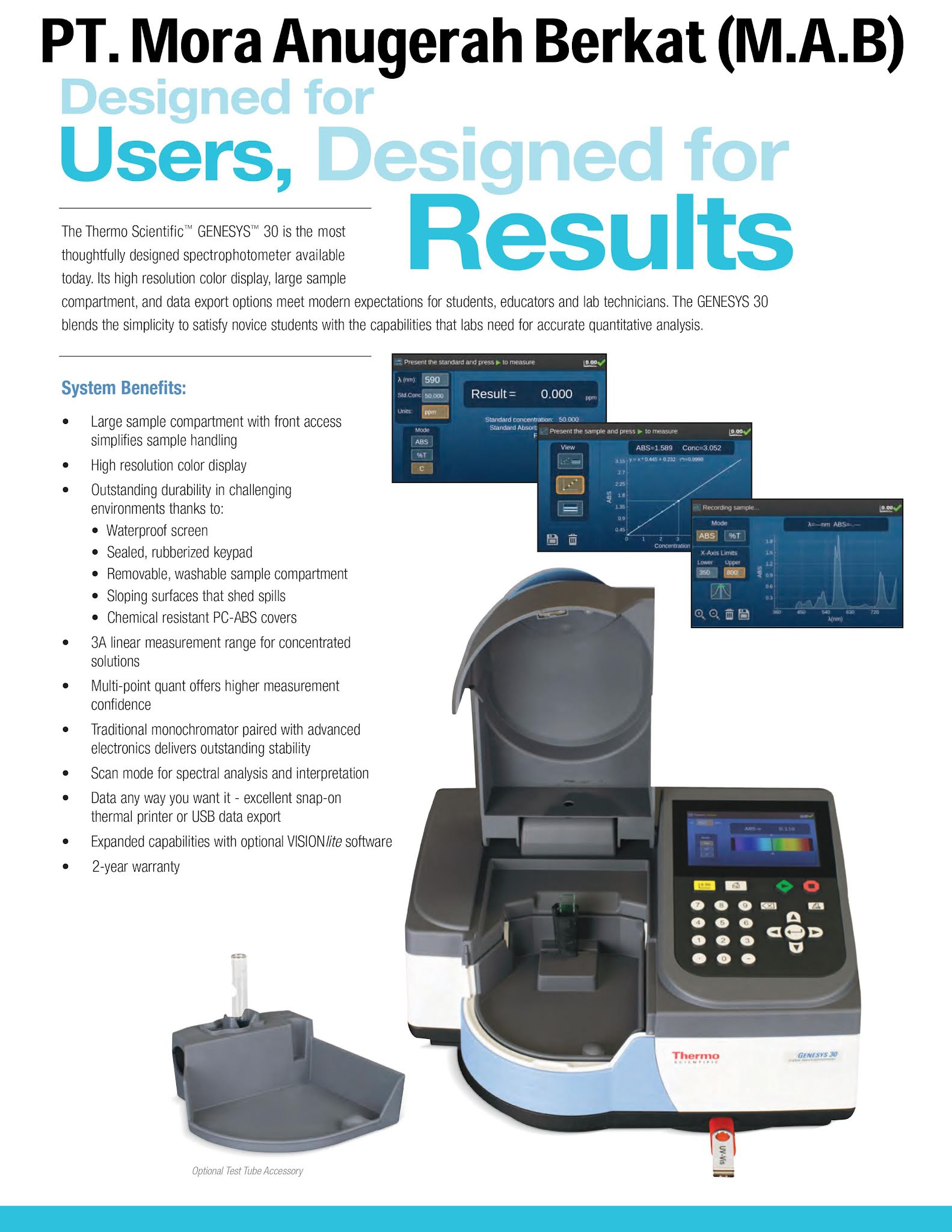 THERMO SCIENTIFIC GENESYS™ 30 SPECTROPHOTOMETER CATALOG Supplier Alat