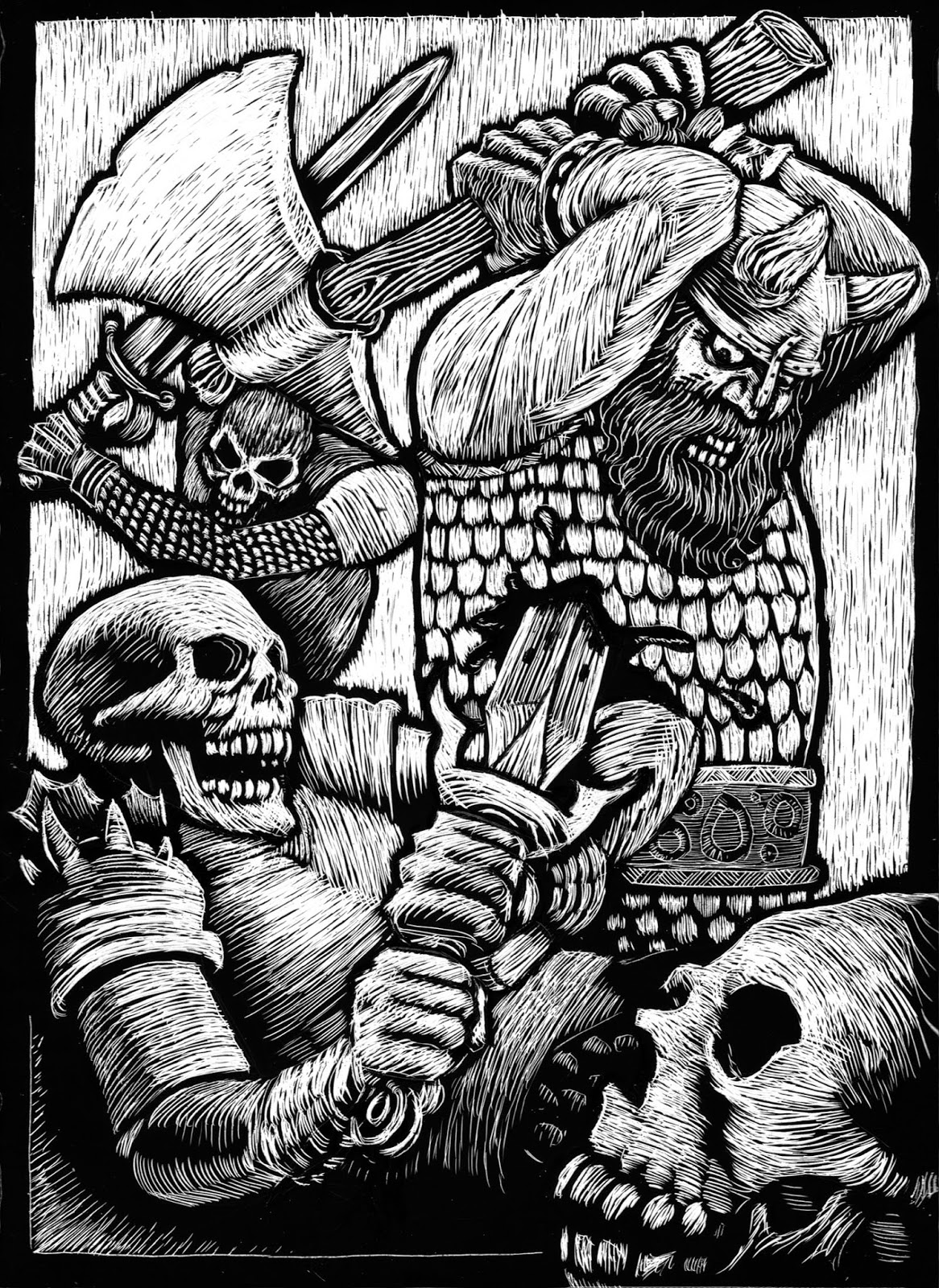 Eldritch Etchings Viking vs Skeletons