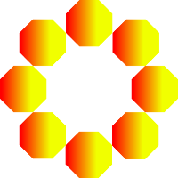 Connect eight octagons into a red yellow circle