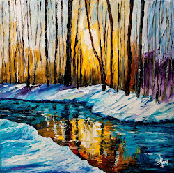 winter canvas acrylic painting impasto