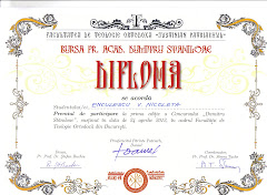 Premiu de participare la Concursul ”Bursa Pr. Acad. Dumitru Stăniloae” - București