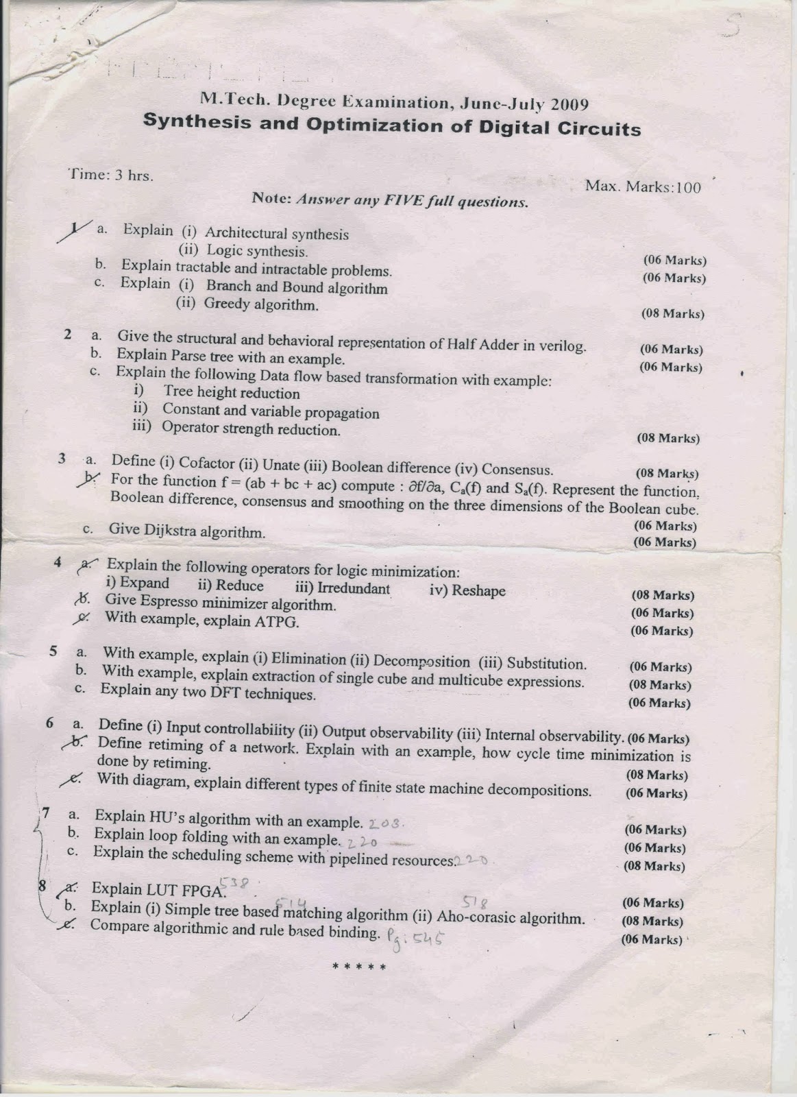 ALL STUDY MATERIALS IN ONE PIT VTU Mtech (Digital Electronics), Question Papers 2nd sem