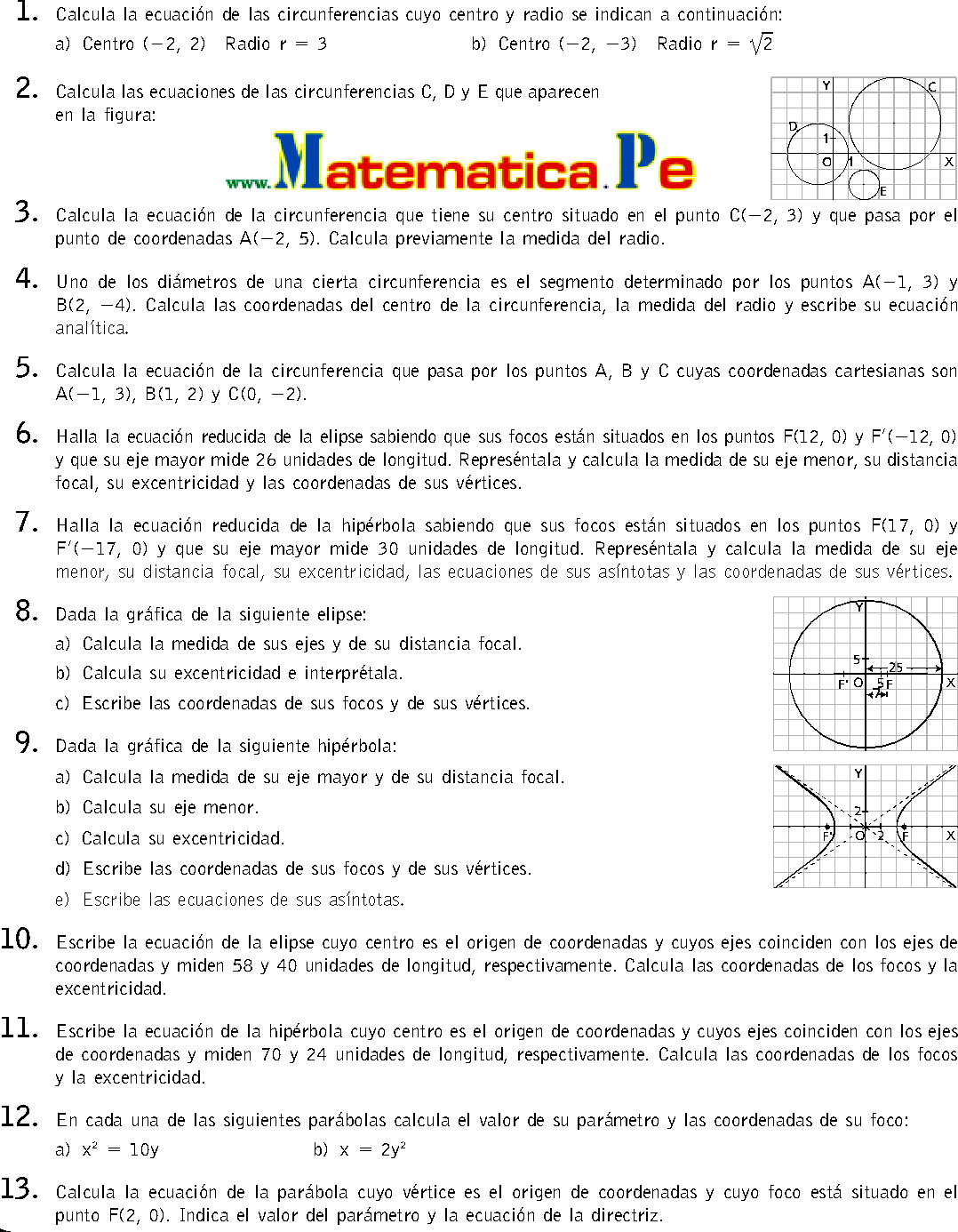 CÓNICAS EJERCICIOS RESUELTOS MATEMATICAS 1 BACHILLERATO PDF CÓNICAS EJERCICIOS RESUELTOS MATEMATICAS 1 BACHILLERATO PDF