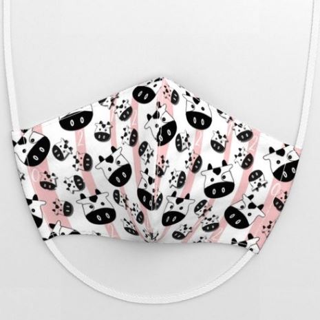 Spoonflower Fitted Mask in Small Bouncing Ox (Pink) fabric by eSheep Designs