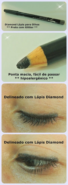 lapis diamond preto com glitter yes! cosmetics