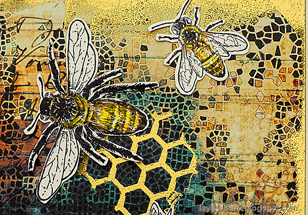 Layers of ink - Buzzing Bees Art Journal Page by Anna-Karin Evaldsson.