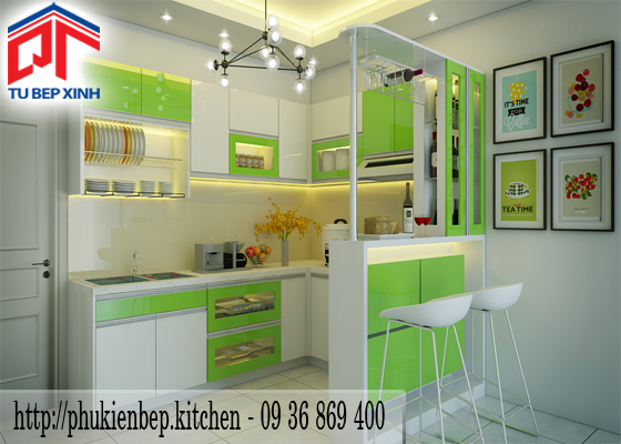 nội thất hiện đại tủ bếp có quầy bar