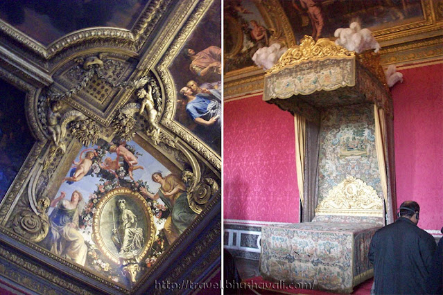 Palace of Versailles Ceiling Paintings & King's Bed in Mercury Drawing Room of King's State Apartment