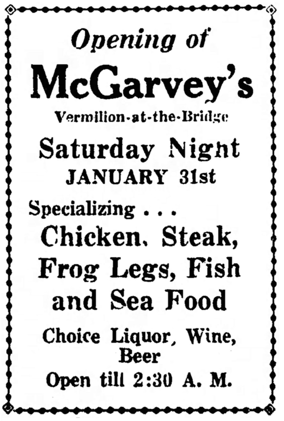 Brady's Bunch of Lorain County Nostalgia McGarvey’s Restaurant Memories