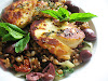 Leek and Rye Berry Salad with Halloumi Cheese, Sun-Dried Tomatoes and Olives