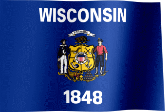 The waving flag of Wisconsin (Animated GIF)