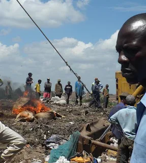 The 30 acre landfill located in the east of Nairobi Kenya.