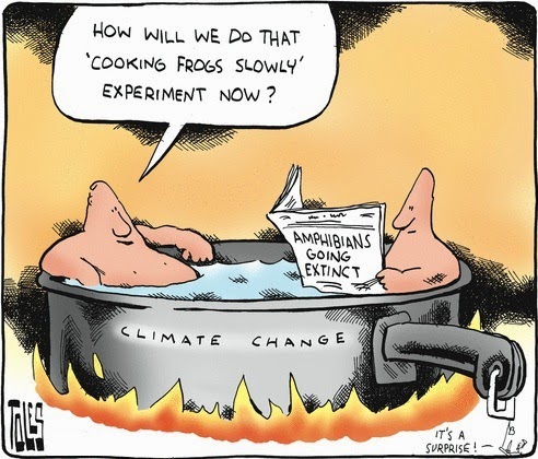Tom Toles: Boiling frogs.