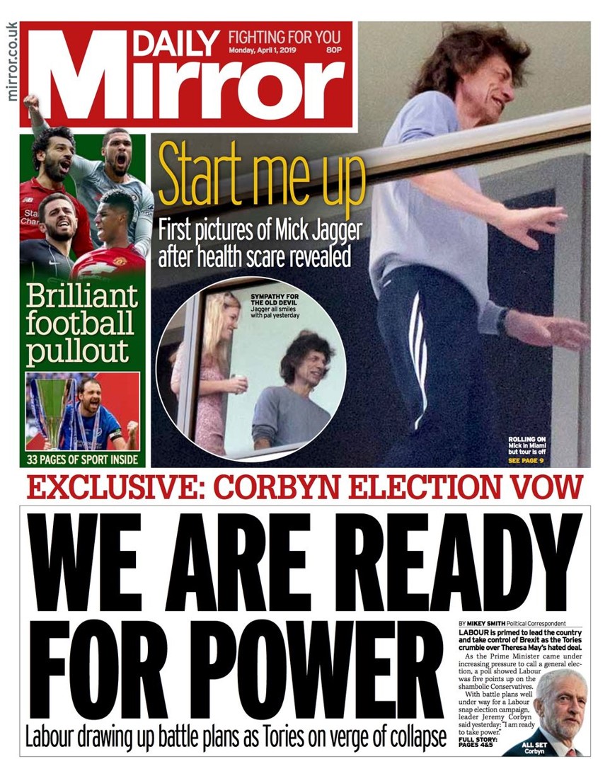 ALevel Media Studies Daily Mirror front page analysis
