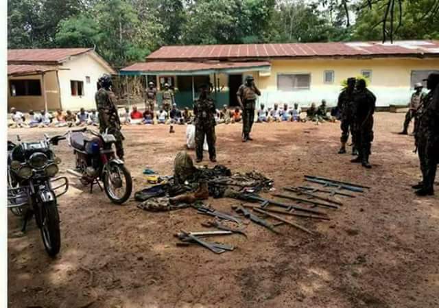 Photos: Army uncovers fake military base in Benue community