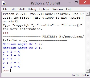 Kalkulator Sederhana Python ~ Catatan Newbie