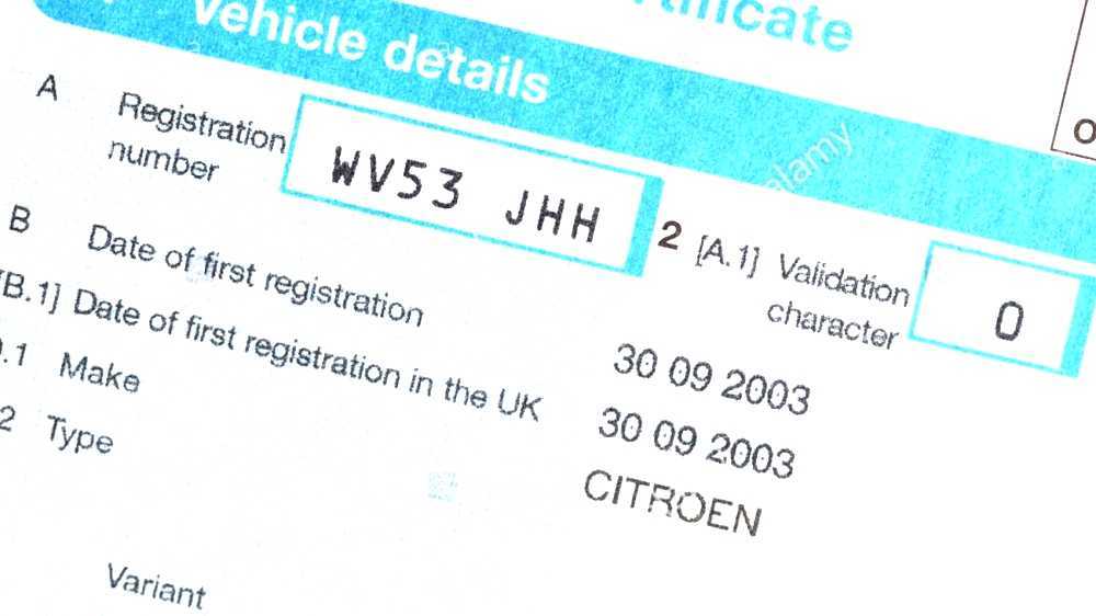 Vehicle registration certificate
