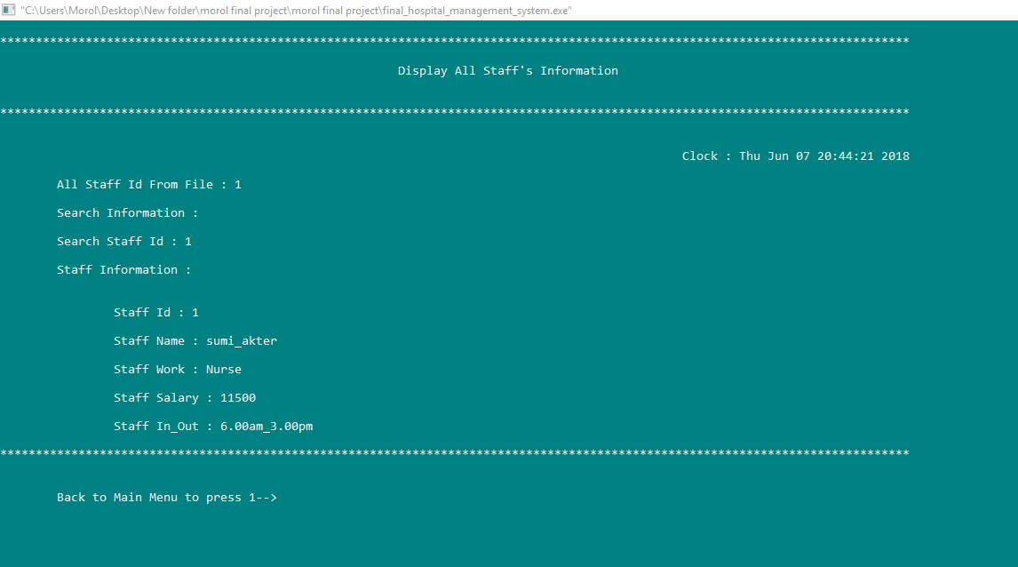 Hospital Management System Project using c and c++