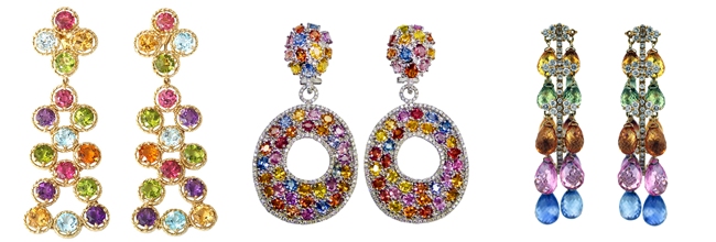 multicolored rainbow precious stones earrings