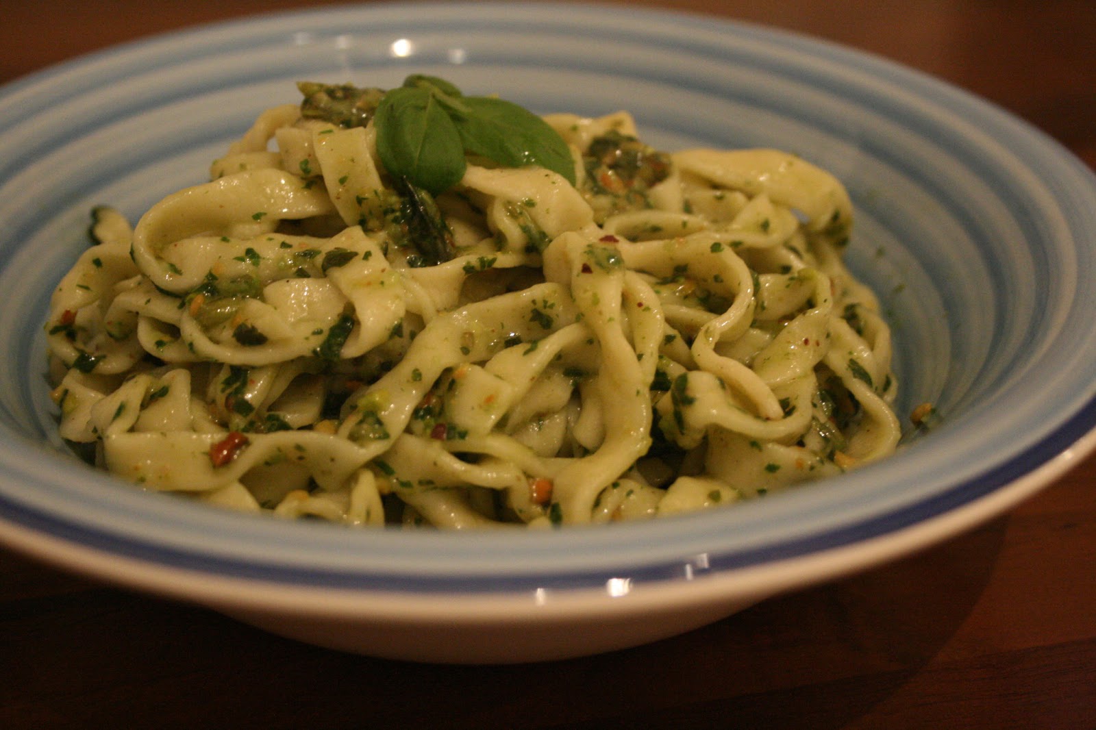 A Pinch Of Passion Homemade Fettuccine with a Basil and Pistachio Pesto