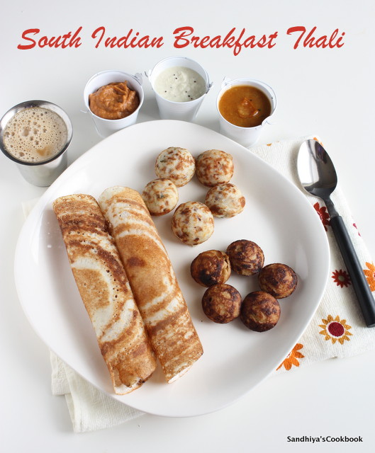 Sandhiya's Cookbook South Indian Breakfast Menu 1 Breakfast Thali