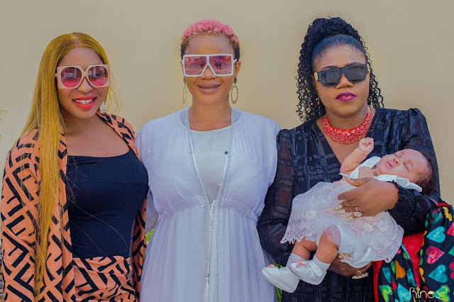 Lovely moment as Anita Joseph joins Uche Ogbodo in church as she Christened her New -born baby (Photos)