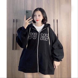 ÁO KHOÁC NỈ HOODIE FORM RỘNG MŨ 2 LỚP UNISEX NAM NỮ CHỮ JUMP