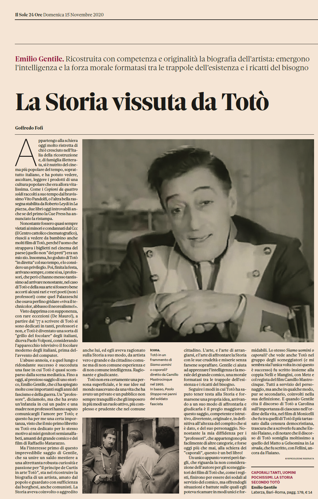 materialismo storico Emilio Gentile ha scritto un libro su Totò