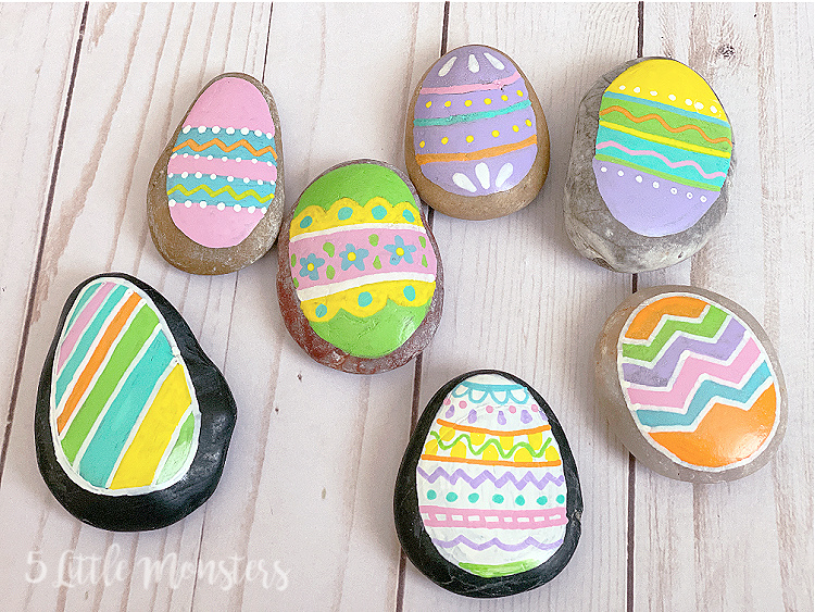 Puffy Paint Easter Egg Rocks – Tulip Color Crafts