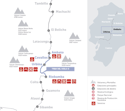 mapa - Turismo en Ecuador – Viaje turístico en Tren – Tour tren del hielo II