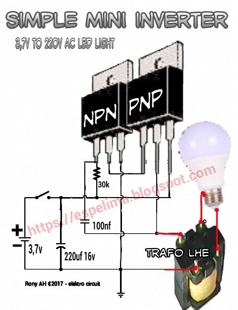 Elektro Circuit: SIMPLE MINI INVERTER DGN TRAFO LHE CFL