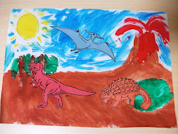 dinosaur crafts painting preschool craft scene paint simple background prehistoric dinosaurs dino templates coloring volcano looking pages