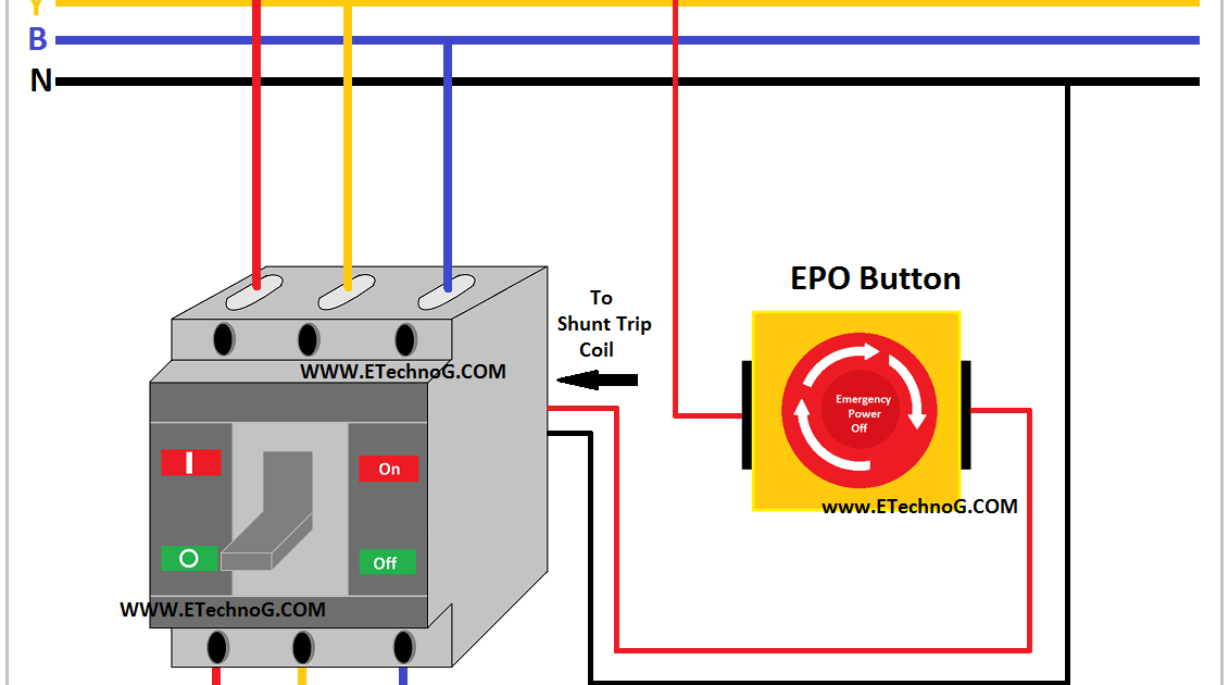 Shunt Trip Breaker Wiring Diagram, Connection, Circuit - ETechnoG