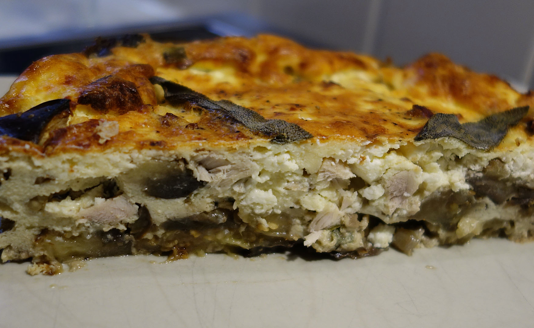 Living the life in SaintAignan Crustless Eggplant and Chicken Quiche