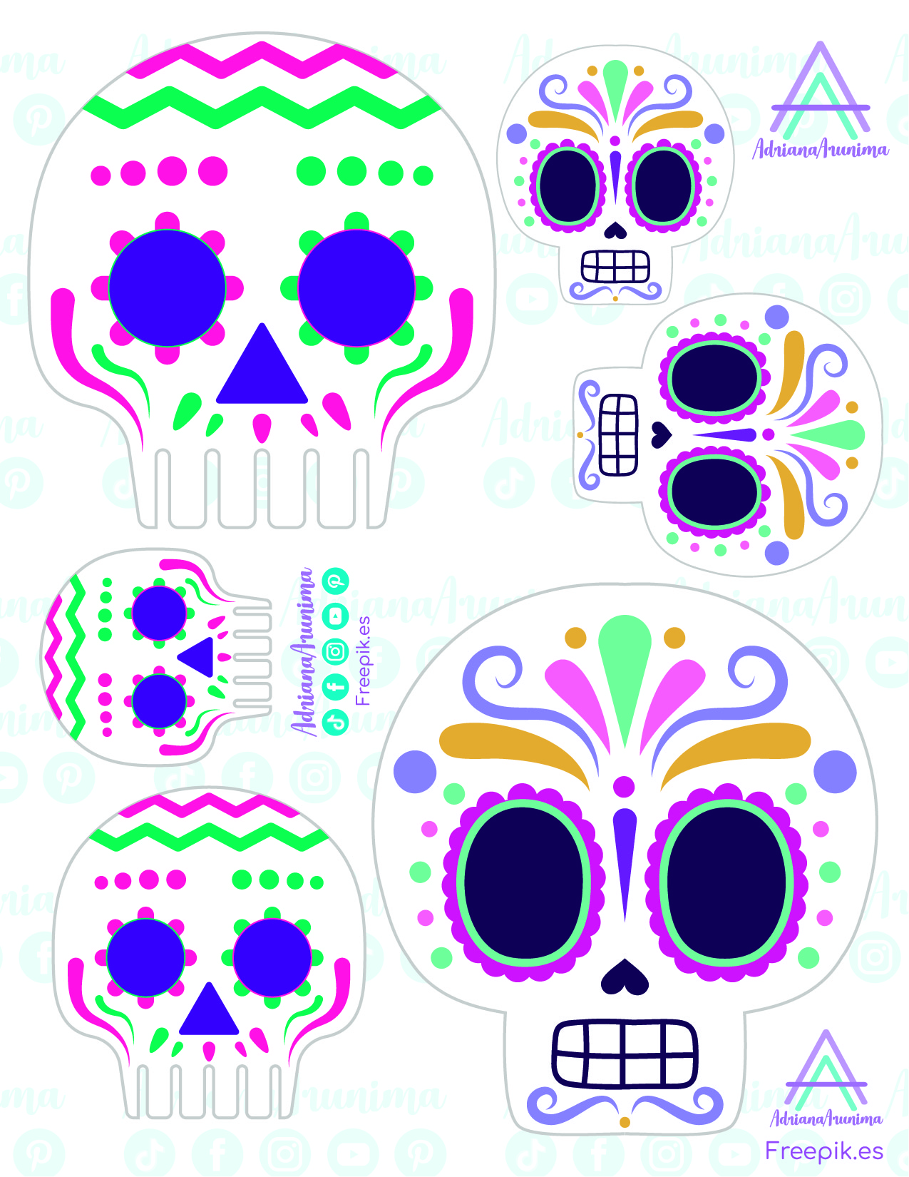 Plantilla de CALAVERITAS PARA DULCEROS O MANUALIDADES día de muertos