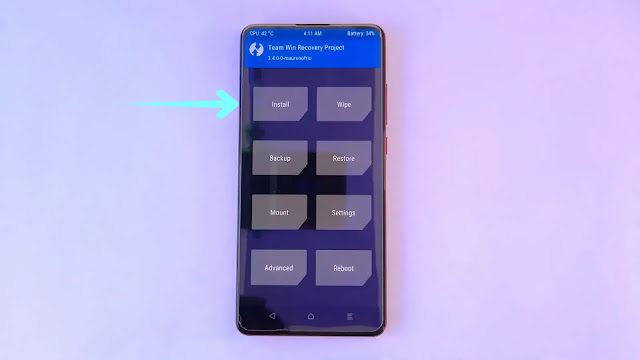 Click on Intall in Twrp Recovery Go to Intall in Twrp Recovery