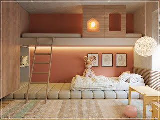 barn etasje seng med spille bunk