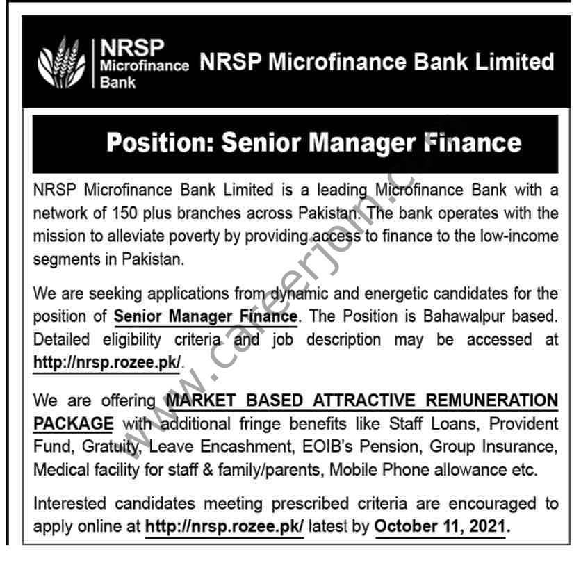 nrsp.rozee.pk - NRSP Microfinance Bank Ltd Jobs 2021 in Pakistan