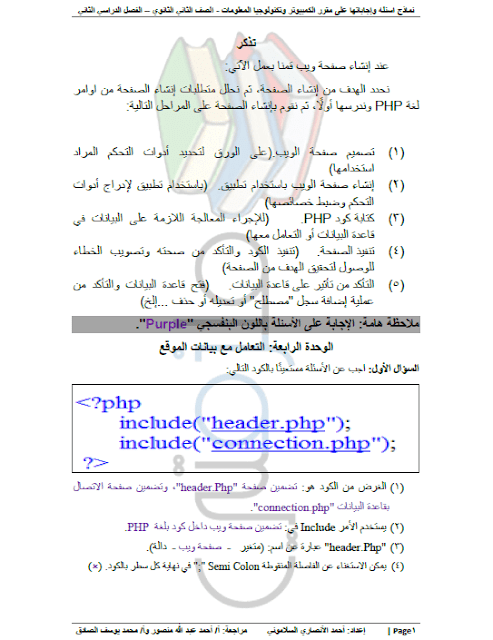 مراجعة حاسب الي للصف الثانى الثانوي الترم الثاني