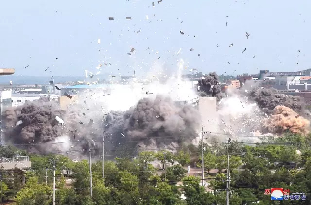 Joint liaison office building in explosion