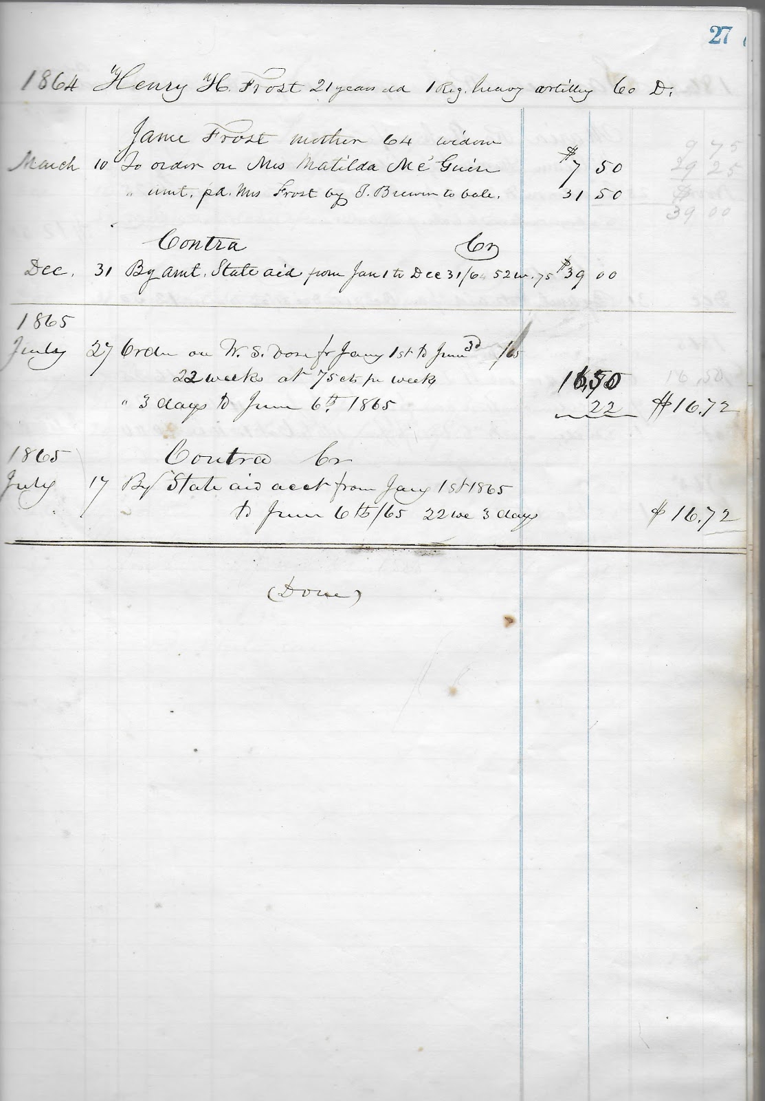 Heirlooms Reunited 1864/1865 Payments on Behalf of Widowed Mother in