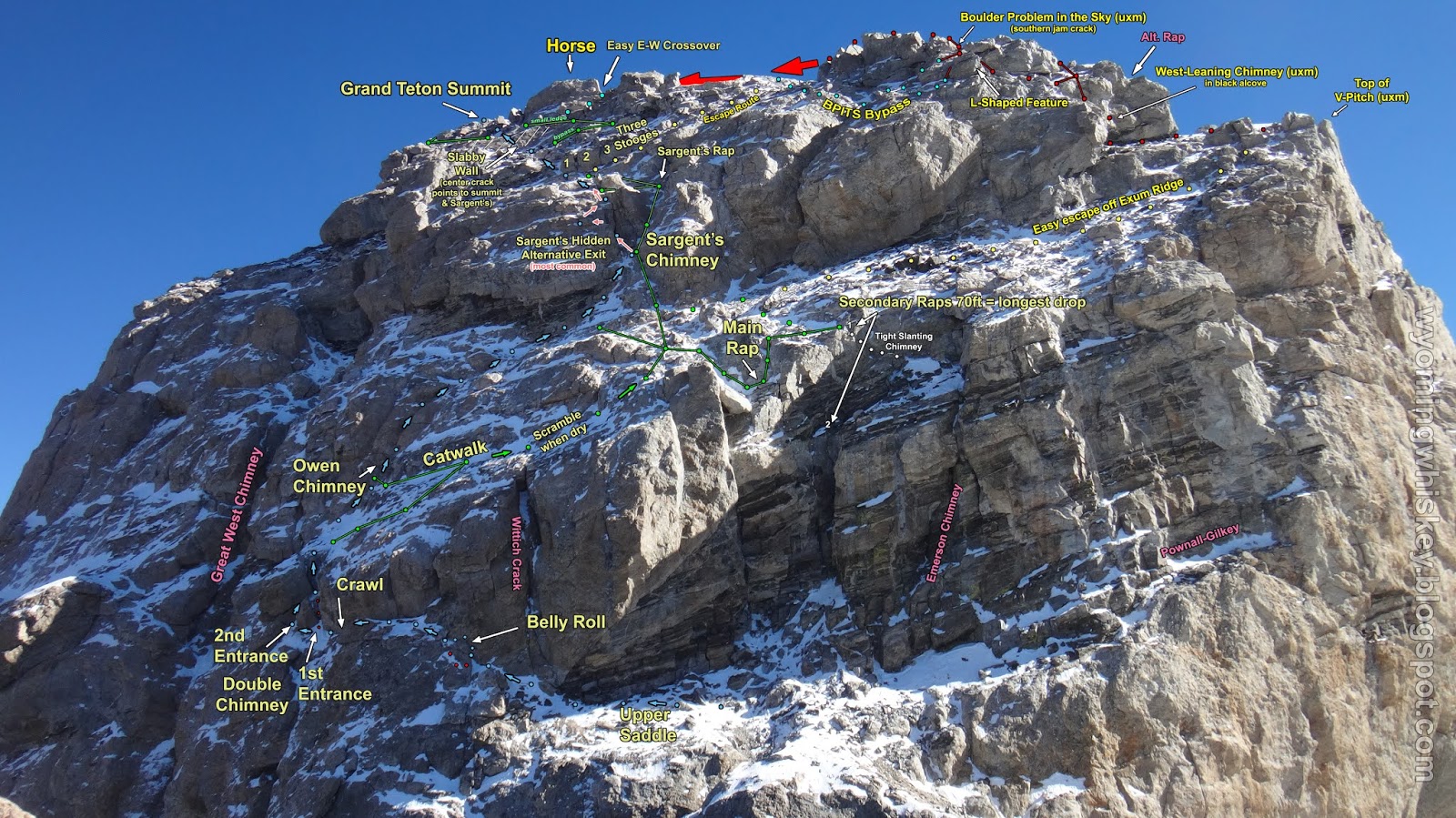 WYOMING WHISKEY MarkedUp Grand Teton Climbing Route Images