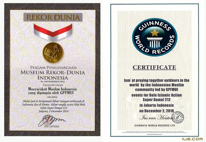 Rekor MURI dan Guinness World records untuk aksi 212.