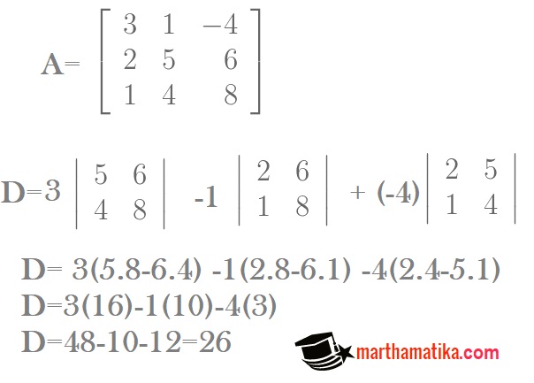 Determinan matriks ordo 3x3 metode kofaktor