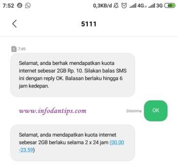 Lagi Dapat Kuota 2gb Harga Rp 10 Dengan Kirim Sms Ok Ke 5111