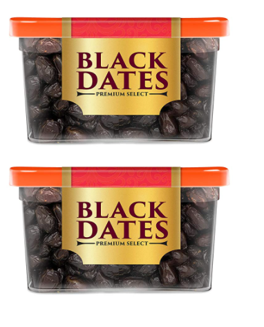 Manna Black Dates, 800g - Premium Imported Black Dates. 100% Natural. Rich in Iron, Fibre & Vitamins (400g x 2 Packs)